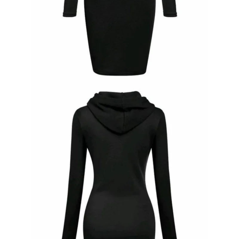Women's Hooded Long-Sleeve Sweatshirt Dress