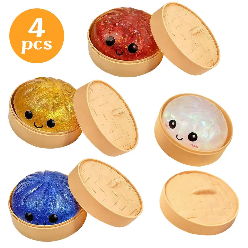 Simulation Dumpling Squishy Toys Pressure Ball Soft Slow Rebound Squishy Glitter Sensory Baozi Toy Anxiety Relief Birthday Gifts