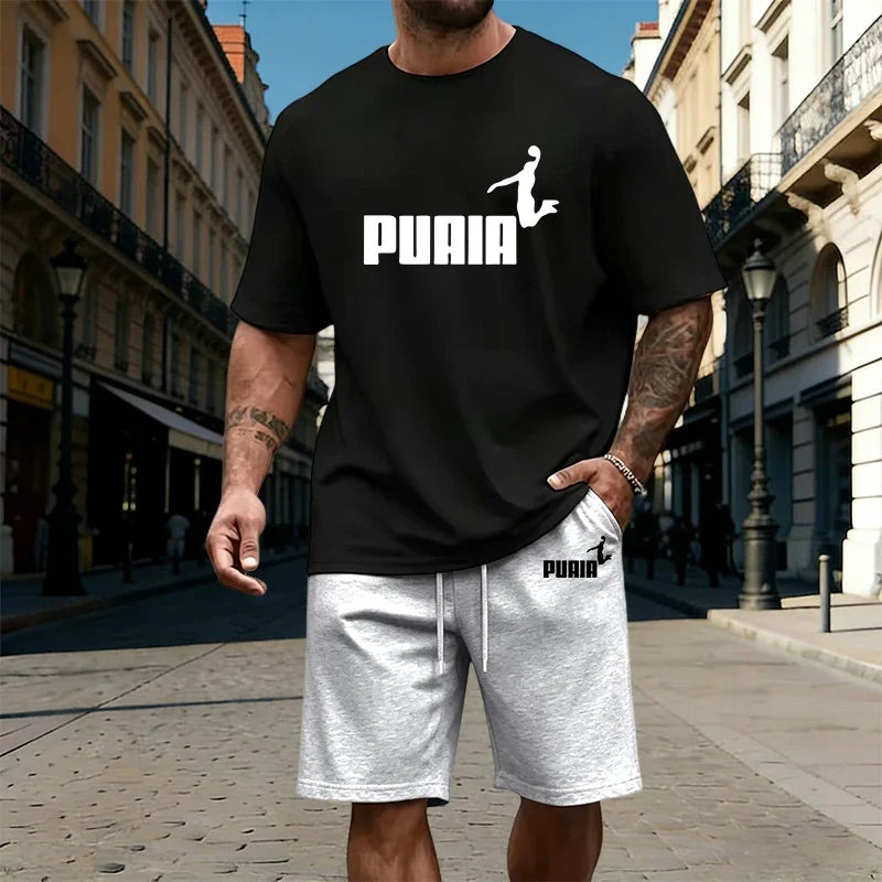 Summer Mens T-Shirt Tracksuit Casual Jogging Sportswear Outdoor Sports Adult Clothes Quality Street O Neck Short Sleeves Shorts
