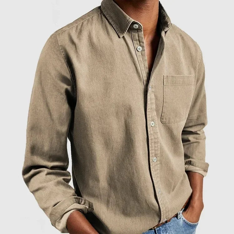 2026 Fashion Men's Clothing Breathable Cotton Long-sleeved Loose Casual Shirt Men Simple Lapel Tops Vintage All-match Man Blouse