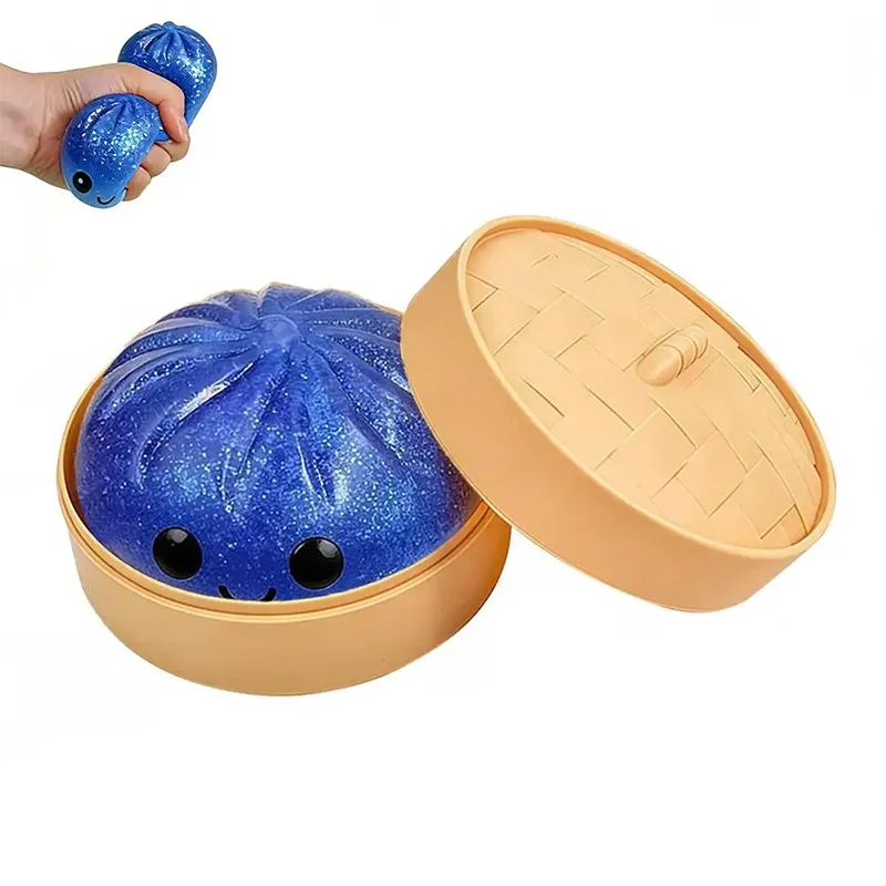 Simulation Dumpling Squishy Toys Pressure Ball Soft Slow Rebound Squishy Glitter Sensory Baozi Toy Anxiety Relief Birthday Gifts