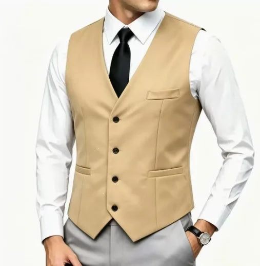 Men's Wedding Formal Suit Vest Slim Fit V-Neck Waistcoat Business Party Sleeveless Men's Clothing