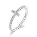 Korean Fashion Cross Crystal Rings For Women Personality Micro Pave CZ Thin Ring Finger Jewelry Daily Accessories Hot Gift R715