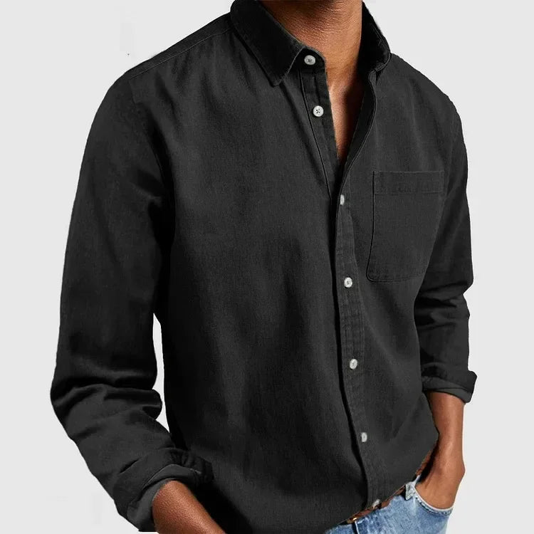 2026 Fashion Men's Clothing Breathable Cotton Long-sleeved Loose Casual Shirt Men Simple Lapel Tops Vintage All-match Man Blouse