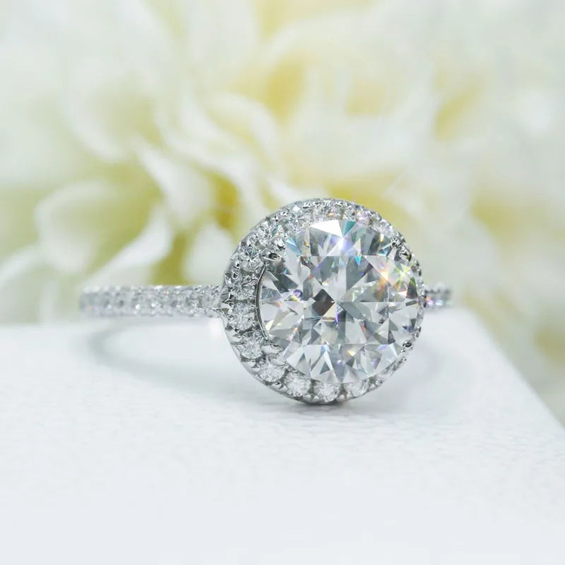 JoyceJelly Classical Women's 925 Sterling Silver Ring With Real Moissanite 1ct 2ct D Color Round Shaped Luxury Wedding Jewelry