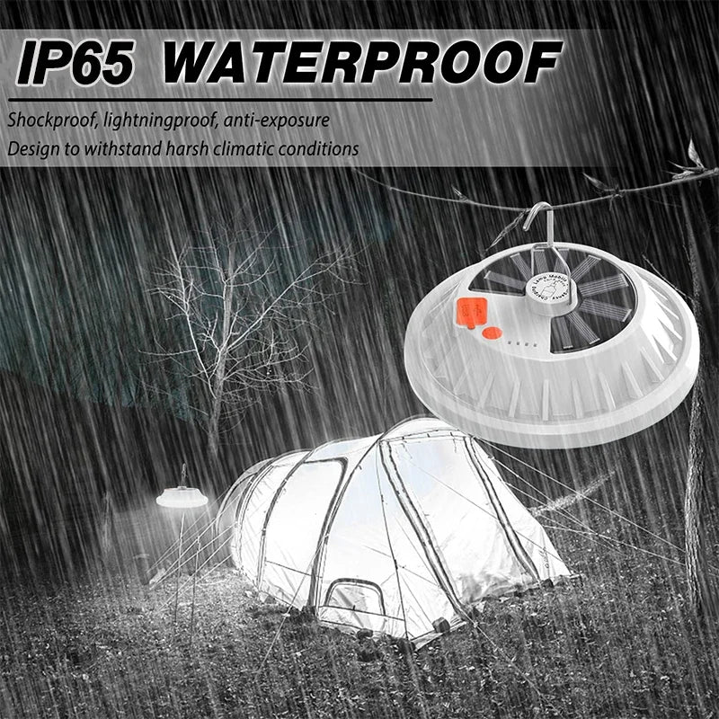 60/120 LEDs Solar Rechargeable Camping Lantern,Bright Portable LED Light w/ Remote,Power Bank,Hook,Outdoor,Camping,BBQ,Emergency