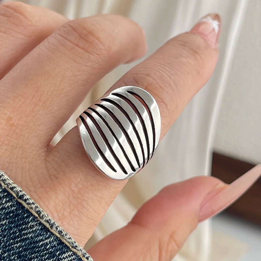 925 Sterling Silver Rings for Women Couple Minimalist Handmade Simple Round Strip Ring Fine Jewelry Gift Prevent Allergy