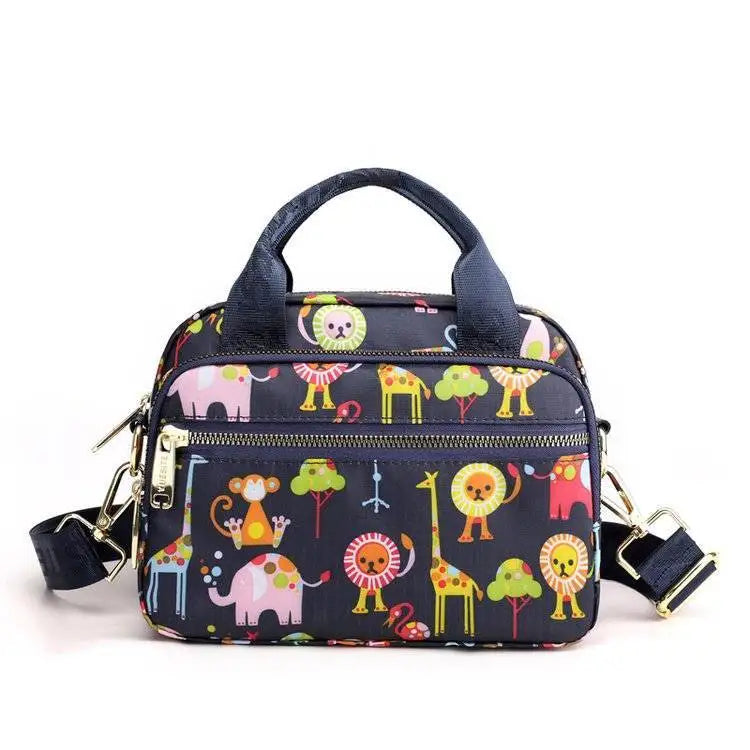 Floral Style Nylon Shoulder Handbag for Women