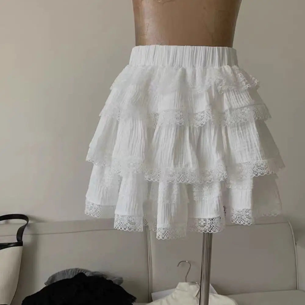 Fashion Cowboy Vest Girls Sweet Clothes Set Lace Children Vest Cake Skirt Set Clothing Loose Teens Two Pieces Suit Spring Summer
