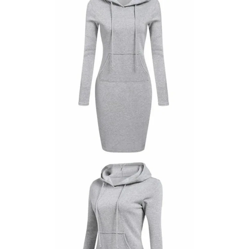 Women's Hooded Long-Sleeve Sweatshirt Dress