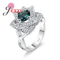 Elegant Rings with Rhinestone Crystal Gold Color Wedding Rings for Women  Fine Jewelry Engagement Accessories