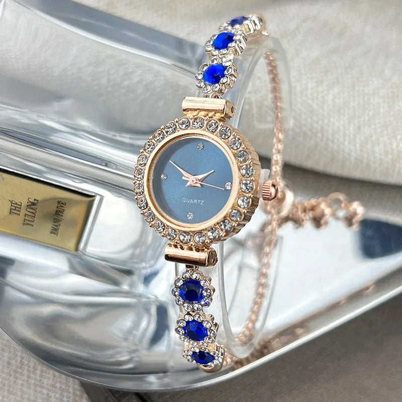 Jade Marrow Bracelet Watch Inlaid Diamond Light Luxury New Fashion Quartz Watch Pulling Diamond Women's Watch