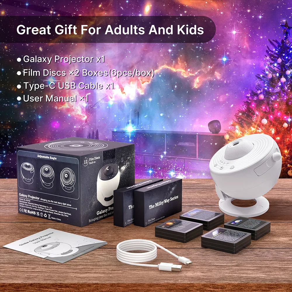 Mallex HD Starry Sky Globe Galaxy Projection Night Lite, White Planetarium LED Lamp for Bedroom Christmas Birthday Party Gift