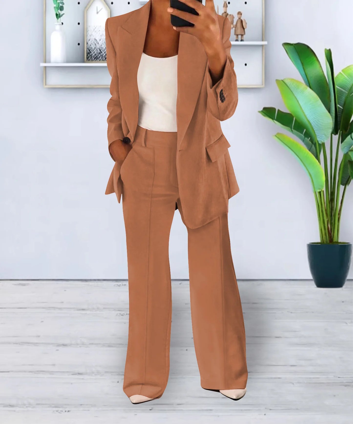 Women Spring Autumn Suit 2 Piece Sets Long Sleeve Jacket Coat High-Waisted Trousers Business Suit Office Ladies Pant Sets Outfit