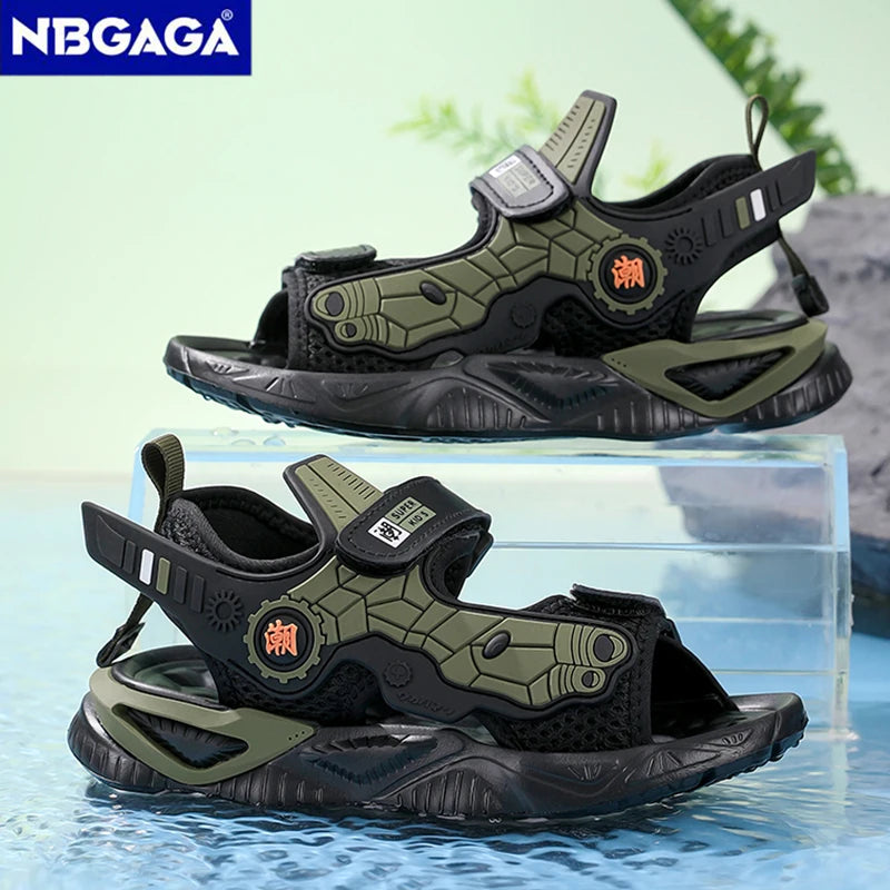 Summer Kids' Sandals Boys Soft Bottom Casual Beach Shoes School Students Comfortable Flat Walking Sandials