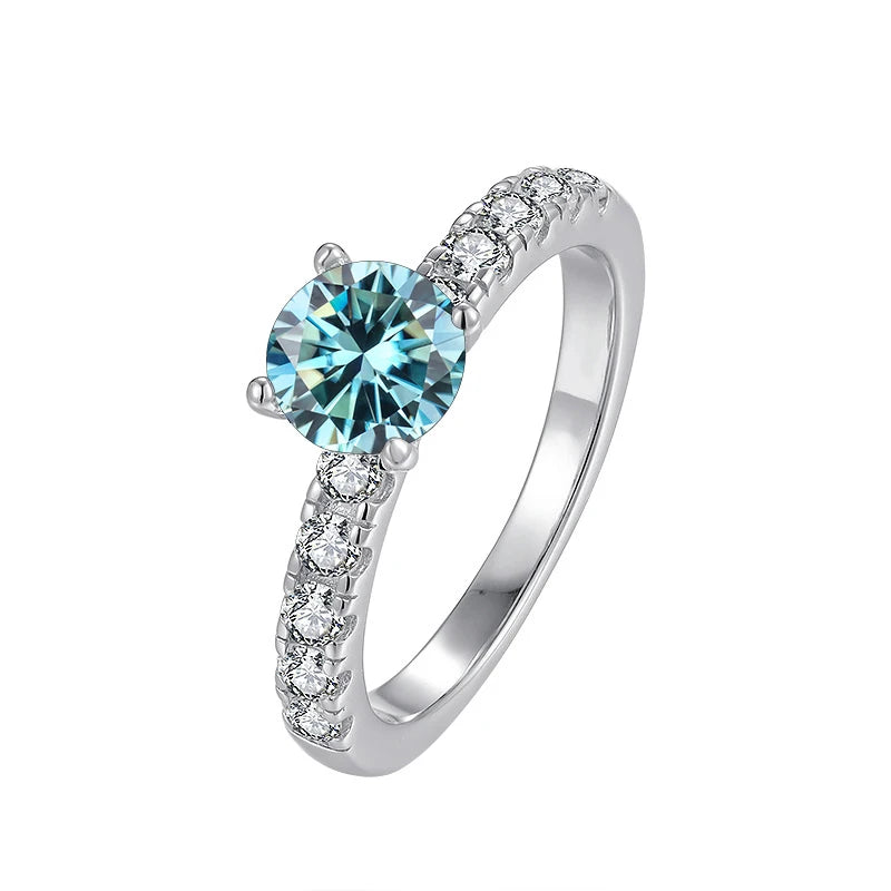 JoyceJelly Women's D Color 1 Carat Moissanite Diamond Ring Wedding 925 Sterling Silver Jewelry Classical Four Claw Design Gift