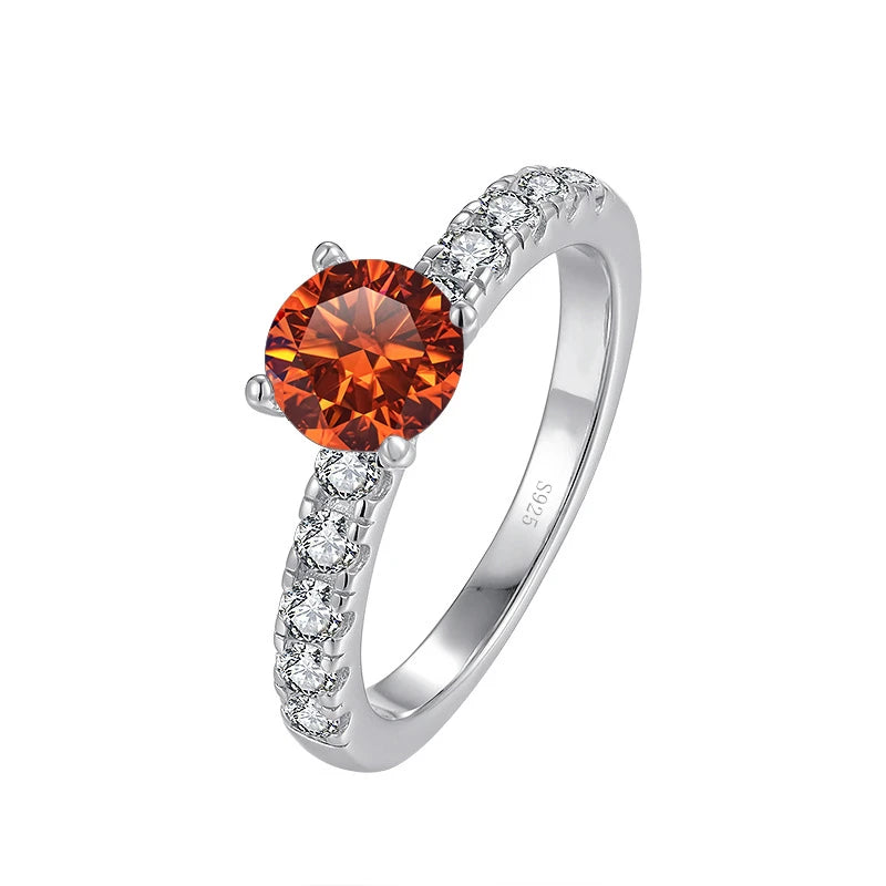 JoyceJelly Women's D Color 1 Carat Moissanite Diamond Ring Wedding 925 Sterling Silver Jewelry Classical Four Claw Design Gift