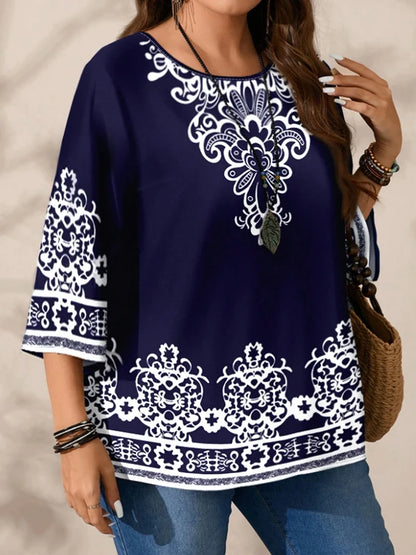 Women's BoHo Style Blouse with Beautiful Print.