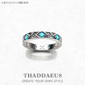 Ring Blue Asian Ornaments Europe Style Fine Jewerly For Women Brand New Ethno Gift In 925 Sterling Silver
