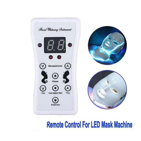 LED Face Neck Mask Replacement Remote Control Adjustable Time Brightness 7 Color Microcurrent Home Use Skincare Beauty Accessory