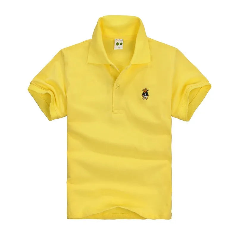 Summer Teenager POLO Shirts 3-14Yrs Children T-shirt For Girls Short-Sleeve Baby Tops Boys Tee Shirts Solid Color Kids Outerwear