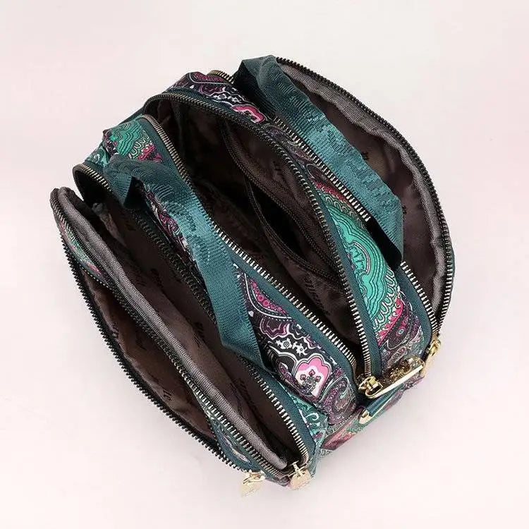 Floral Style Nylon Shoulder Handbag for Women
