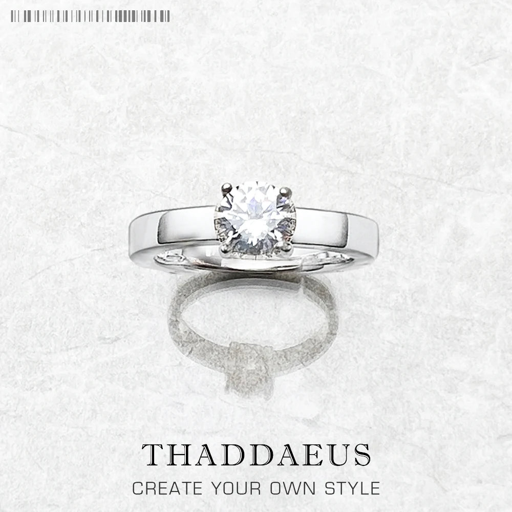 White Zirconia Ring,Europe Style Glam Fashion Jewerly For Women Gift In 925 Sterling Silver