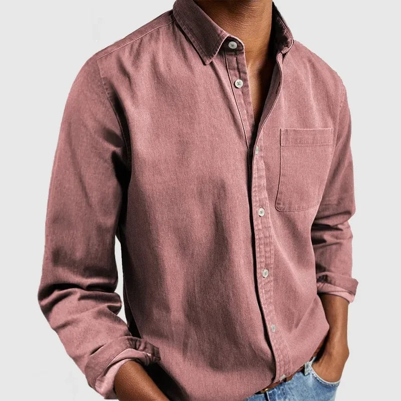 2026 Fashion Men's Clothing Breathable Cotton Long-sleeved Loose Casual Shirt Men Simple Lapel Tops Vintage All-match Man Blouse