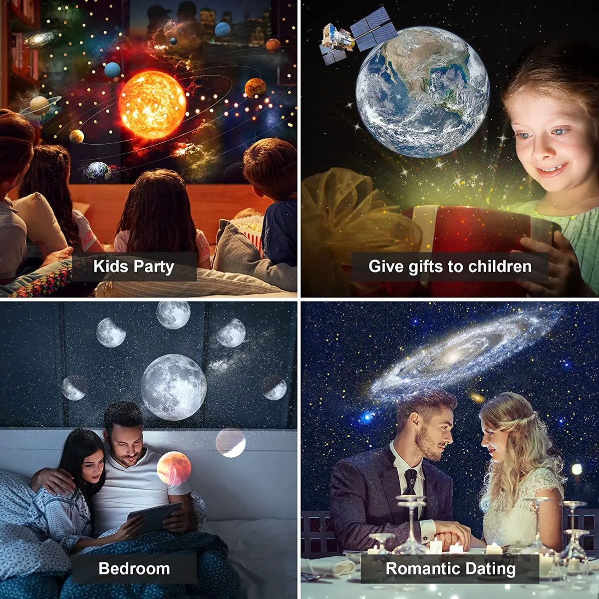 Mallex HD Starry Sky Globe Galaxy Projection Night Lite, White Planetarium LED Lamp for Bedroom Christmas Birthday Party Gift