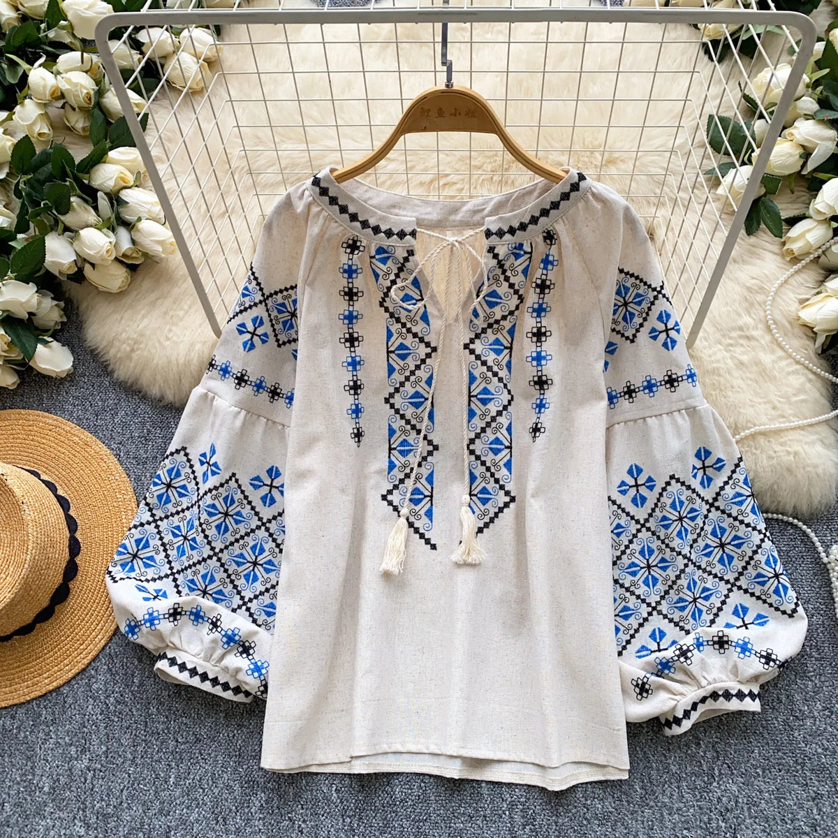 Women's Boho Embroidered Blouse