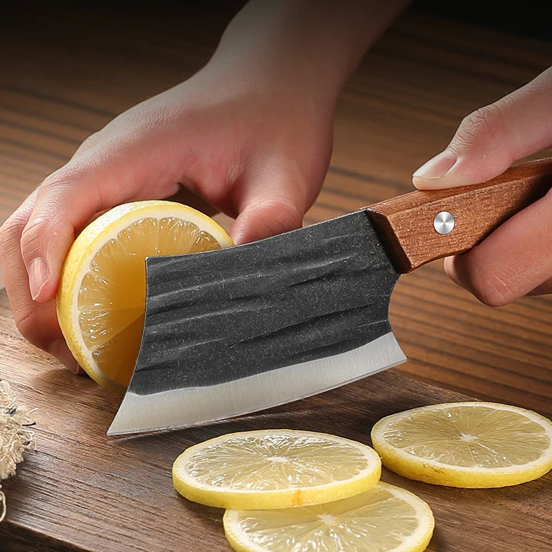 Hand Forged Meat Cleaver, Kitchen Knife for Deboning, Stainless Steel Fish Fillet Knife, Wooden Handle, Chef's Kitchen Tools