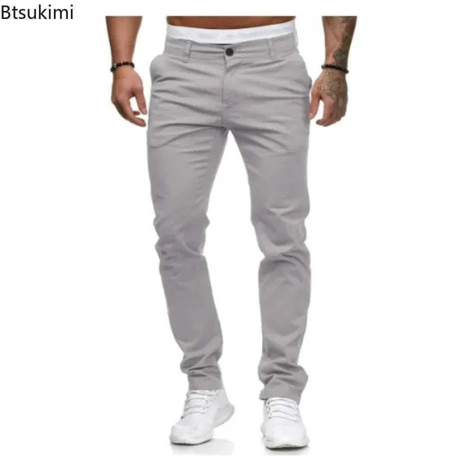 2026 Spring Autumn Fashion Men Clothing Men's Casual Pants Solid Slim Fit Mid-waist Trousers New Male Business Sport Baggy Pants