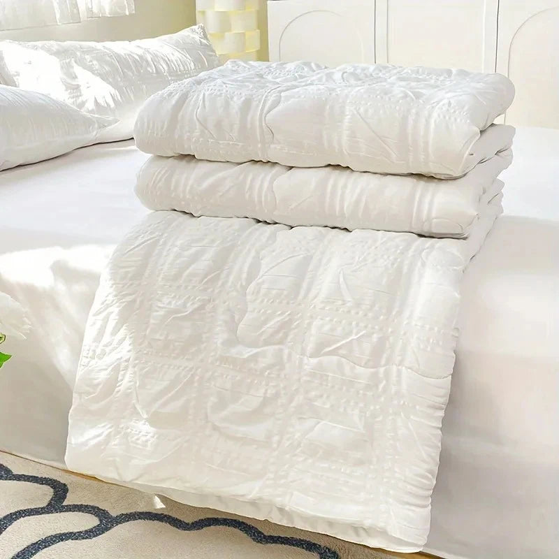 Modern Bedroom Bedding Kit Lightweight Seersucker Quilt Set Soft Breathable Comfortable Bed Linen For Year Round Daily Use