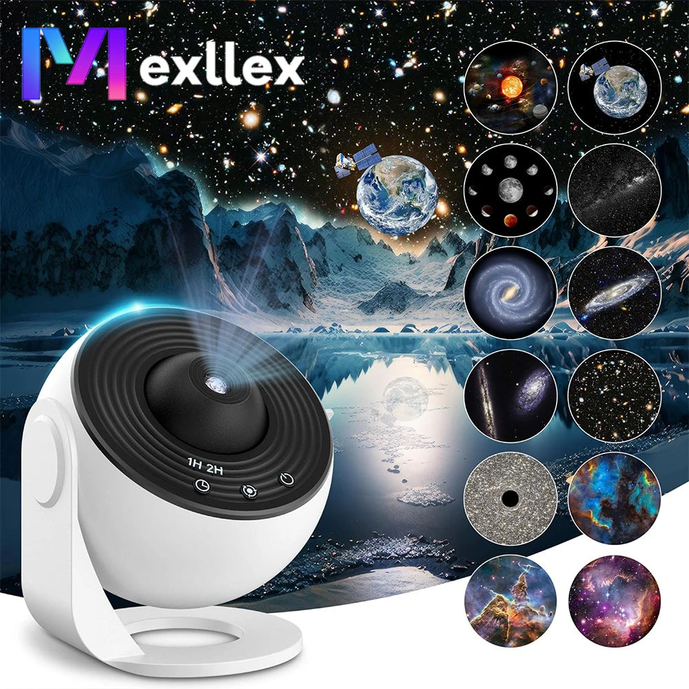 Mallex HD Starry Sky Globe Galaxy Projection Night Lite, White Planetarium LED Lamp for Bedroom Christmas Birthday Party Gift
