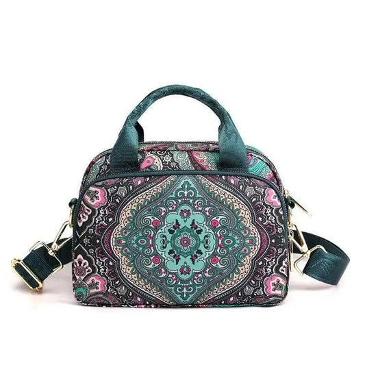 Floral Style Nylon Shoulder Handbag for Women