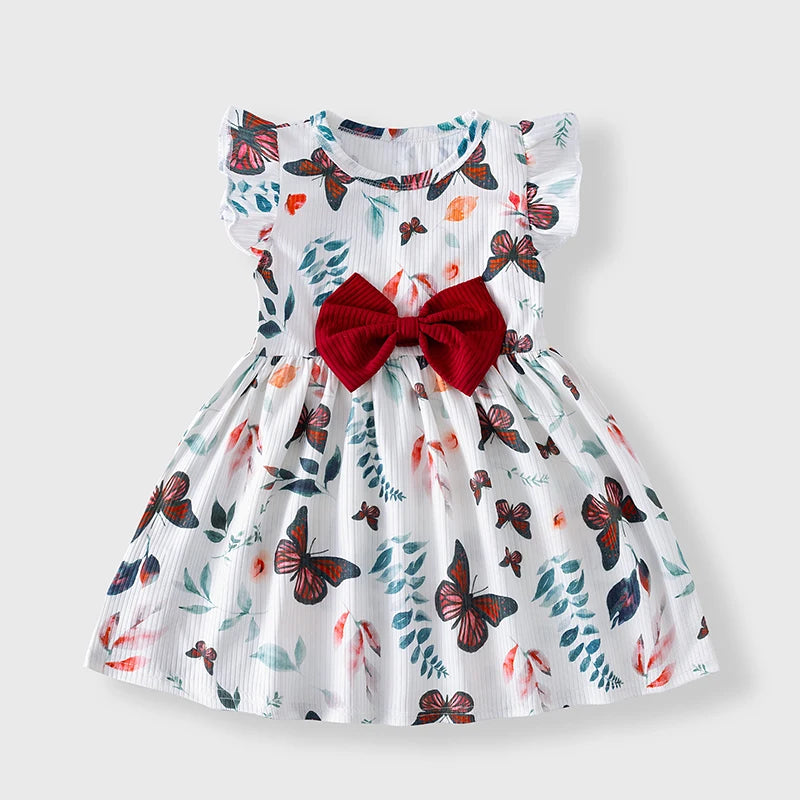 Toddler Girls Summer Outfits 3 Styles Butterfly Print Dress 2Pcs Ruffle Top Shorts Set Kids Casual Clothes