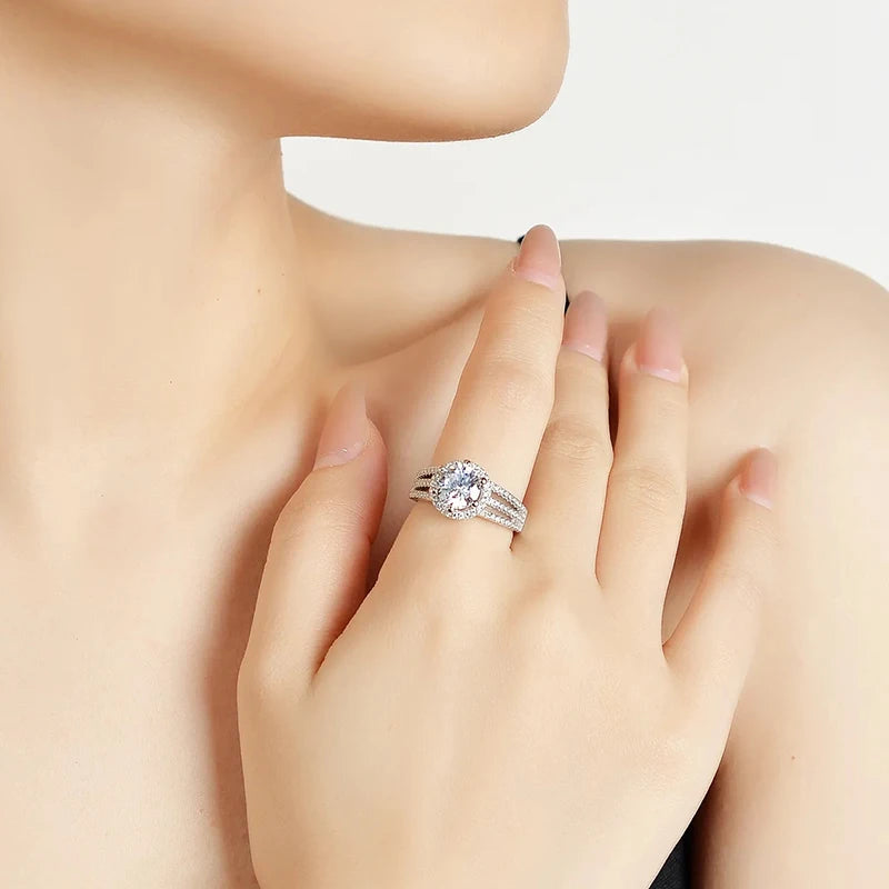 JoyceJelly Luxury Round 2CT 8mm VVS D-COLOR Moissanite Diamond Ring For Women S925 Sterling Silver Wedding Rings Engagement Gift