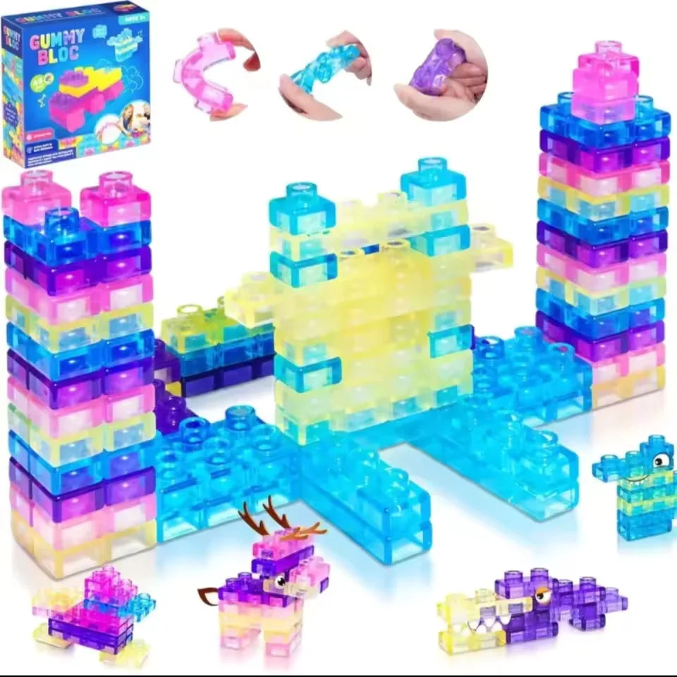 Squishy Jelly Building Blocks Soft Stretchy Sensory Toys For Kids Teens Perfect For Party Playroom Table Decor Birthday Gift
