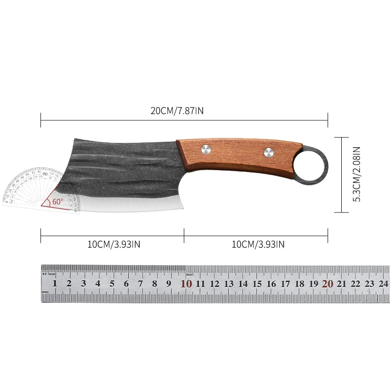 Hand Forged Meat Cleaver, Kitchen Knife for Deboning, Stainless Steel Fish Fillet Knife, Wooden Handle, Chef's Kitchen Tools