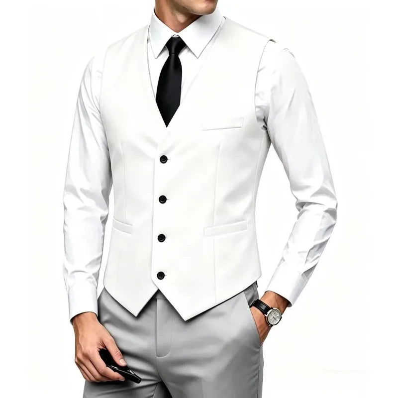 Men's Wedding Formal Suit Vest Slim Fit V-Neck Waistcoat Business Party Sleeveless Men's Clothing