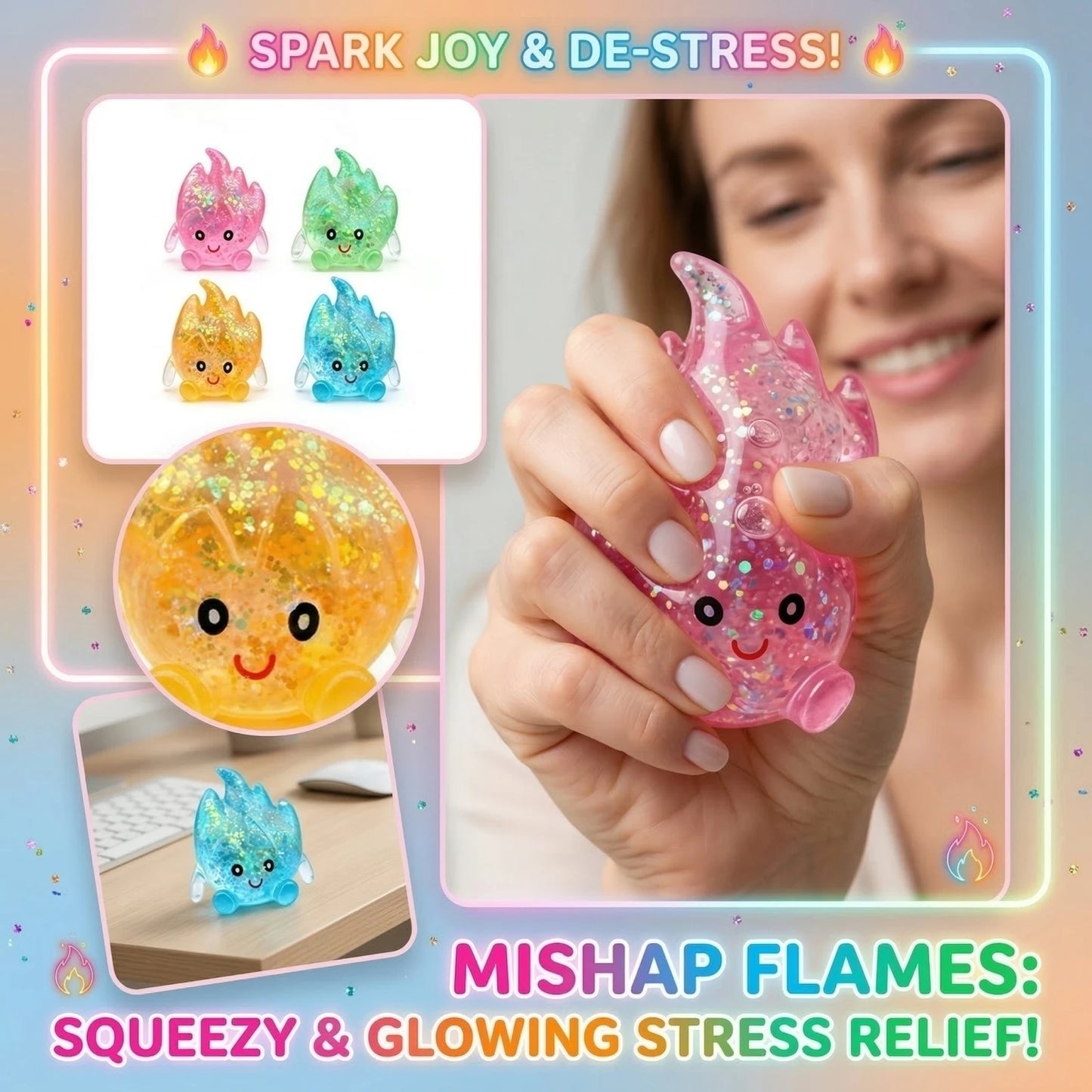 Novelty Squishy Pitaya Stress Ball Squishies Toys Glitter Funny Stretch Squeeze Fidget Toys for Adults Fool's Day Prank Gift