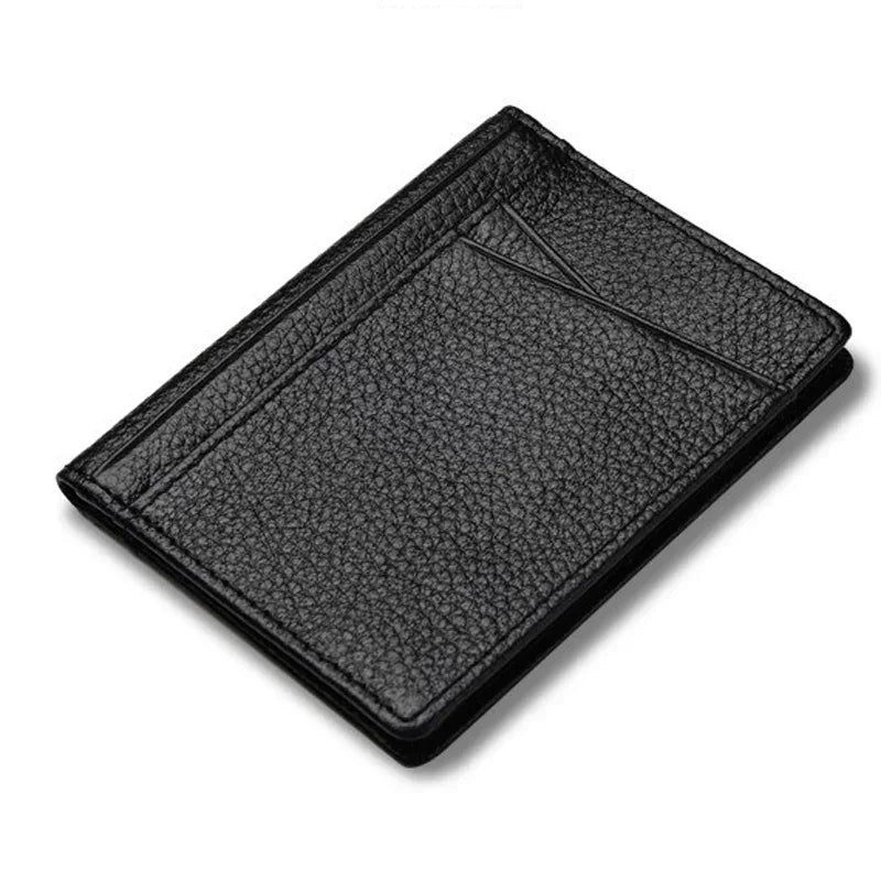 New Genuine Cow Leather Credit Card Holder Men Mini Wallet High Quality Casual Slim Purse Man Small Driver's License Bag