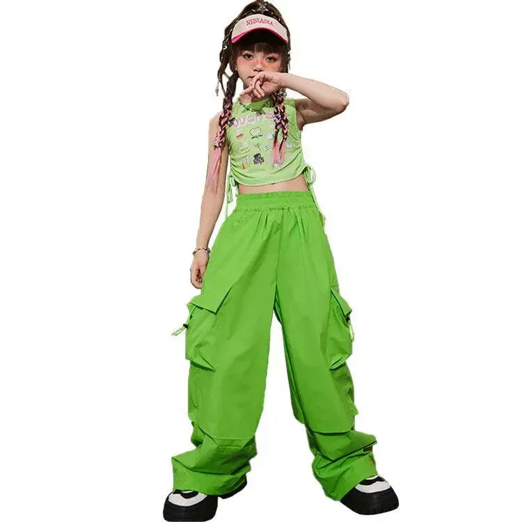 Girls Sports Cargo Pants Kids Fashion Straight Baggy Trousers Children Streetwear Sweatpants Teenager Vintage Casual Pants