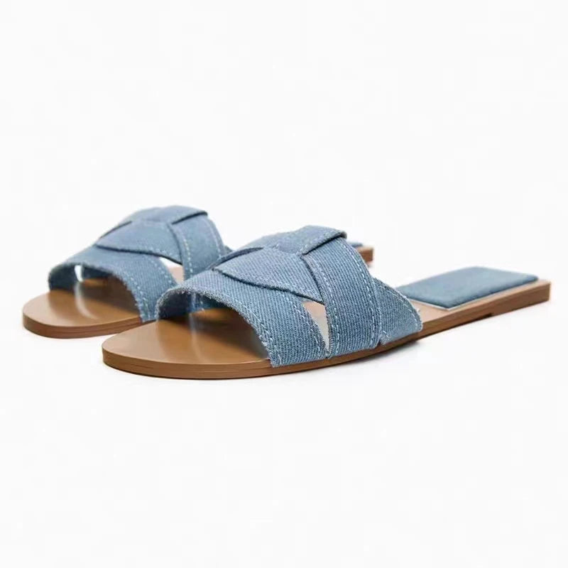 Summer Women Slippers Fashion Outdoor Casual Breathable Flat T-shape Soft Comfortable Heels Shoes Open Toe Sandals Slides Women