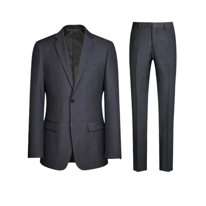 Suit Men (Blazer+Pants) Fashion Business Casual Slim-fit Formal Dress Banquet Work English Style Evening Dress Solid Color Suit