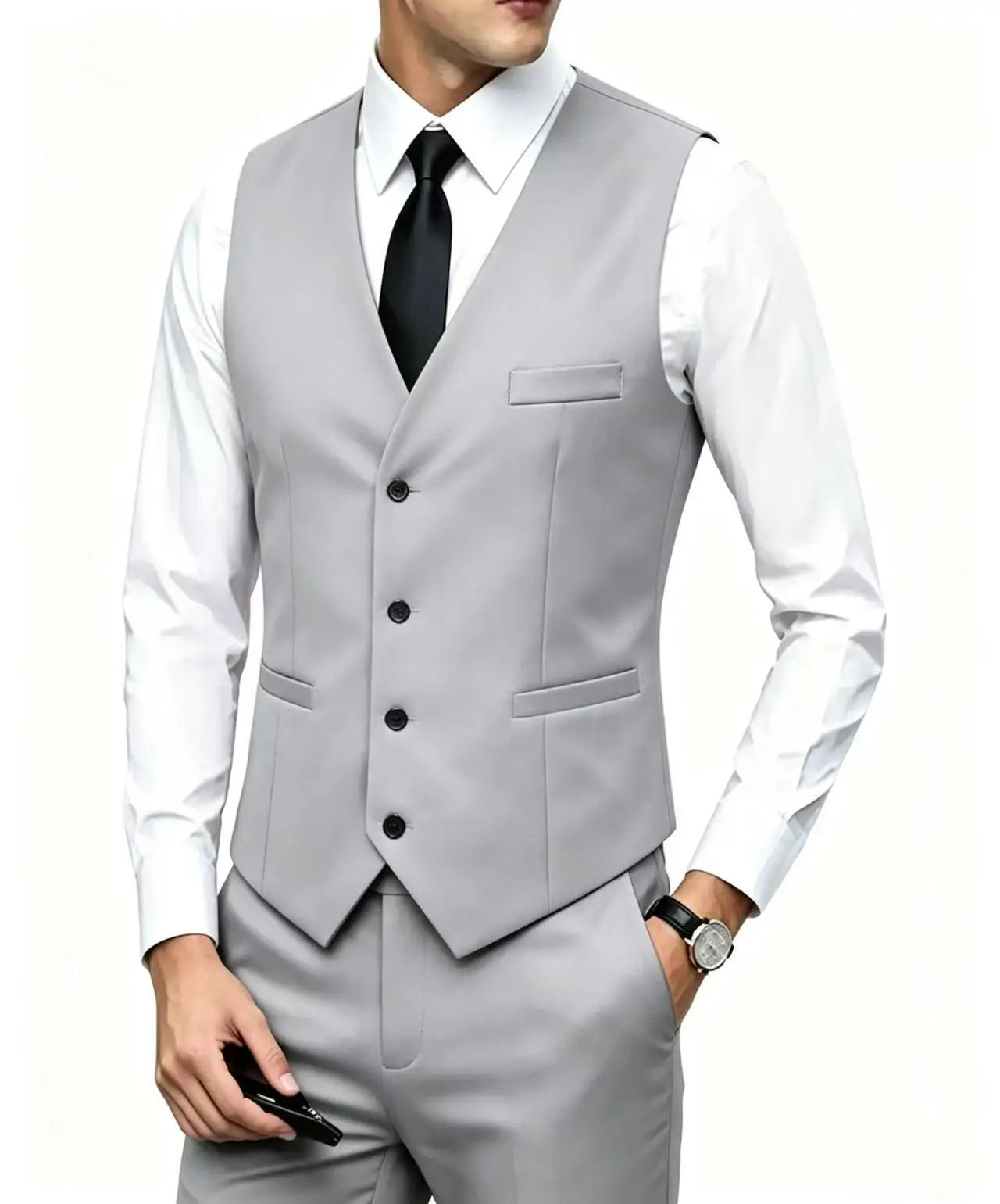 Men's Wedding Formal Suit Vest Slim Fit V-Neck Waistcoat Business Party Sleeveless Men's Clothing