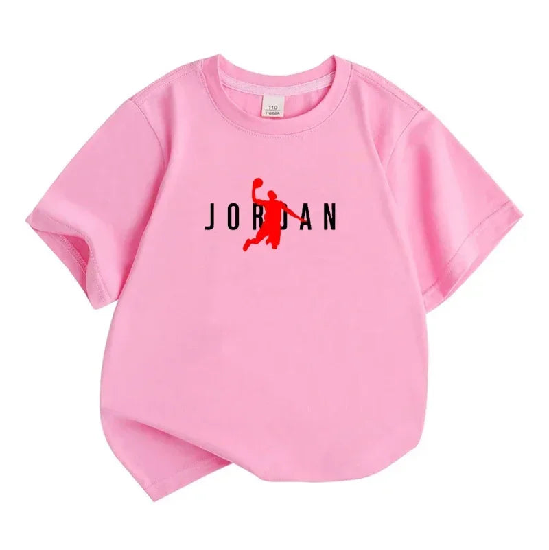 Summer Casual Kids T-shirt Breathable Cotton Jordan Print Short Sleeve Sport Tees Fashion Boy Girl Clothes
