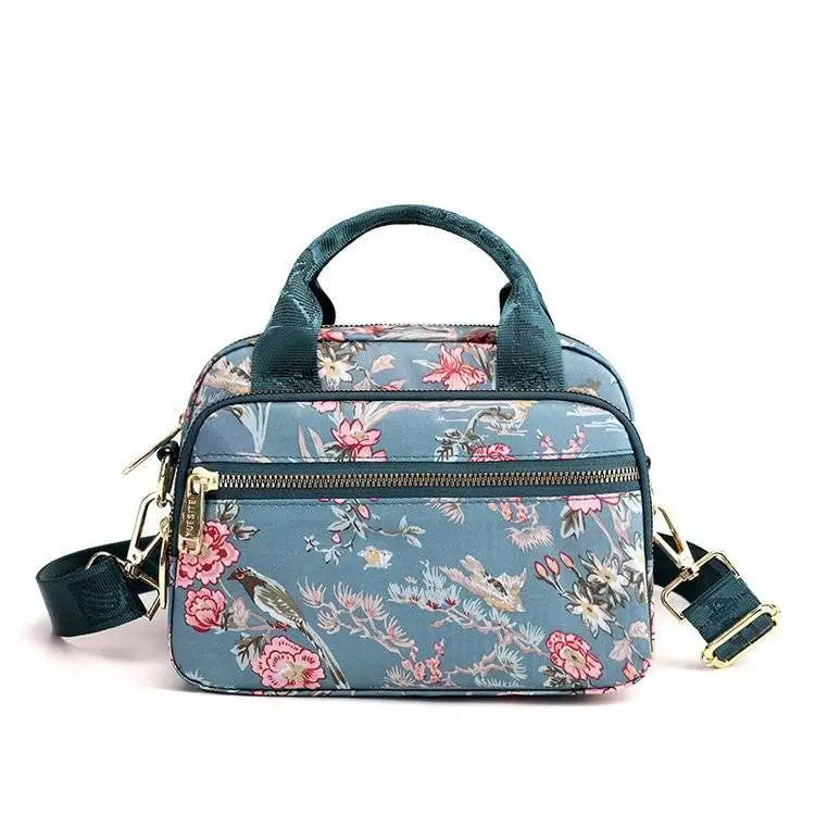 Floral Style Nylon Shoulder Handbag for Women
