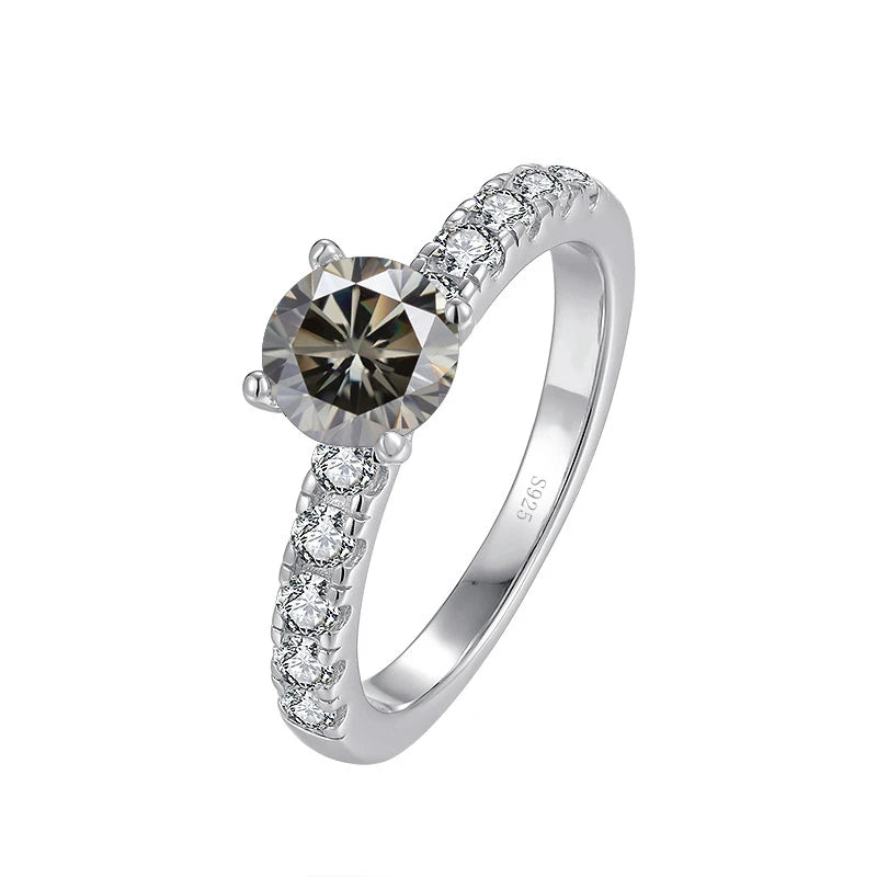 JoyceJelly Women's D Color 1 Carat Moissanite Diamond Ring Wedding 925 Sterling Silver Jewelry Classical Four Claw Design Gift