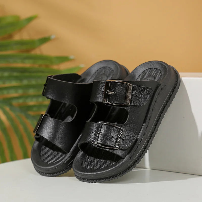New Boys Summer Sandals Toddler Slide Beach Shoes Fashion Sports Sandals Non Slip Durable Leather Lightweight Casual Sandals